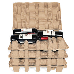 Twelve bottle pulp wine shipper kit — five molded pulp trays and outer box for full-case shipping