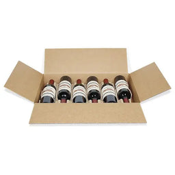 Wine storage boxes with pulp inserts — corrugated boxes and molded pulp dividers for bottle storage