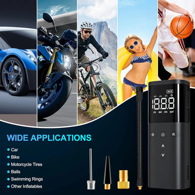 Cordless Portable Air Compressor with Pressure Gauge, Rechargeable Molded Pulp Packaging