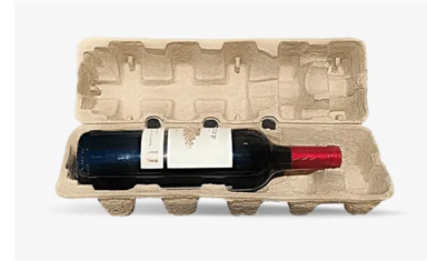 One or Two Bottle Trays (Pallet Quantity - 1500 trays - Clamshell Design) Molded Pulp Packaging