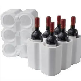 Six (6) Bottle Foam Shipper Kit - 1 foam 6 bottle shipper & 1 outer shipping box Molded Pulp Packaging