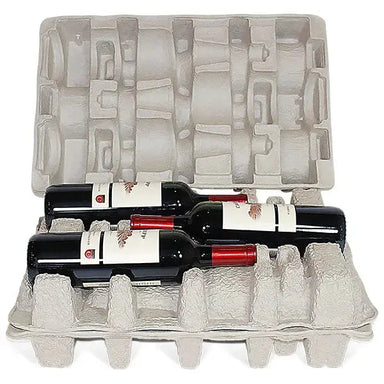 Heavy duty six bottle wine shipping kit with molded pulp trays and sturdy outer box for secure transport