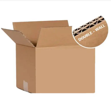 Heavy duty double-wall corrugated cardboard box for six bottle wine shipping with molded pulp inserts