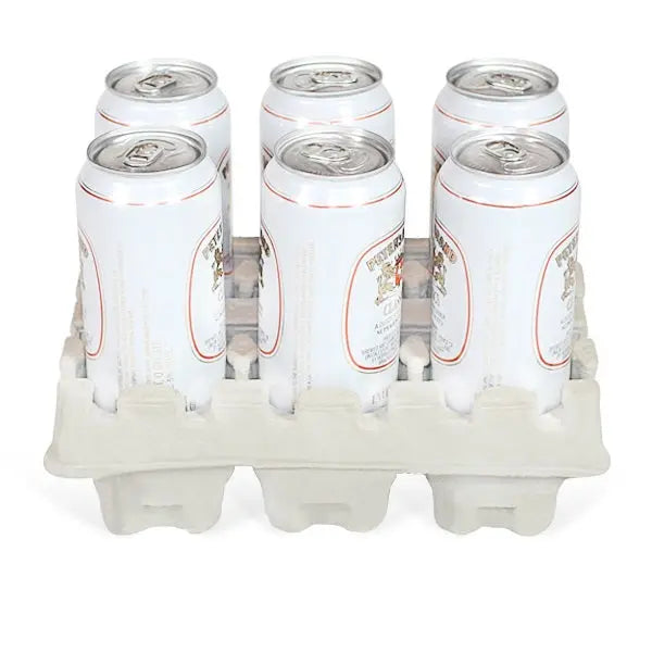 Six (6) 16oz. Can Beer Shipper - Kit - 2 pulp shipping trays & 1 outer shipping box Molded Pulp Packaging