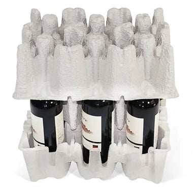 six-bottle stand-up pulp wine shipper kit with trays and outer corrugated box for eco-friendly shipping
