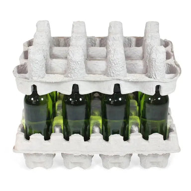 12-bottle beer molded pulp trays with corrugated shipping box for secure eco-friendly beer shipment