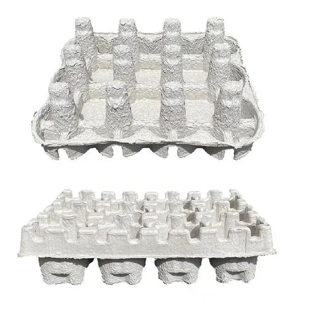 12 bottle beer shipper trays made of molded pulp, top and bottom tray set for secure and eco-friendly beer bottle shipping