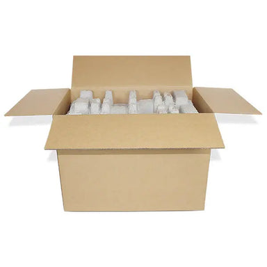 Twelve (12) Bottle Wine Shippers - Kit - 5 pulp shipping trays & 1 outer shipping box Molded Pulp Packaging