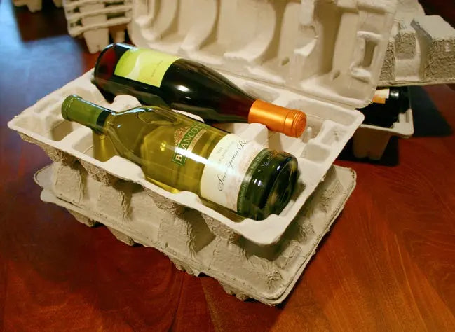 Two Bottle Clamshell Wine Shipper - Tray Only Molded Pulp Packaging