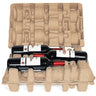 Six bottle pulp wine shipper kit — three molded pulp trays and corrugated outer box