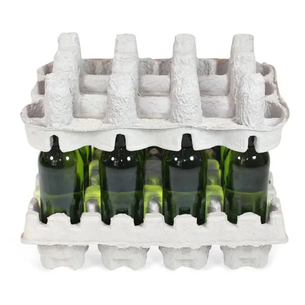 Beer shippers — molded pulp tray kits for safe beer bottle and can shipping