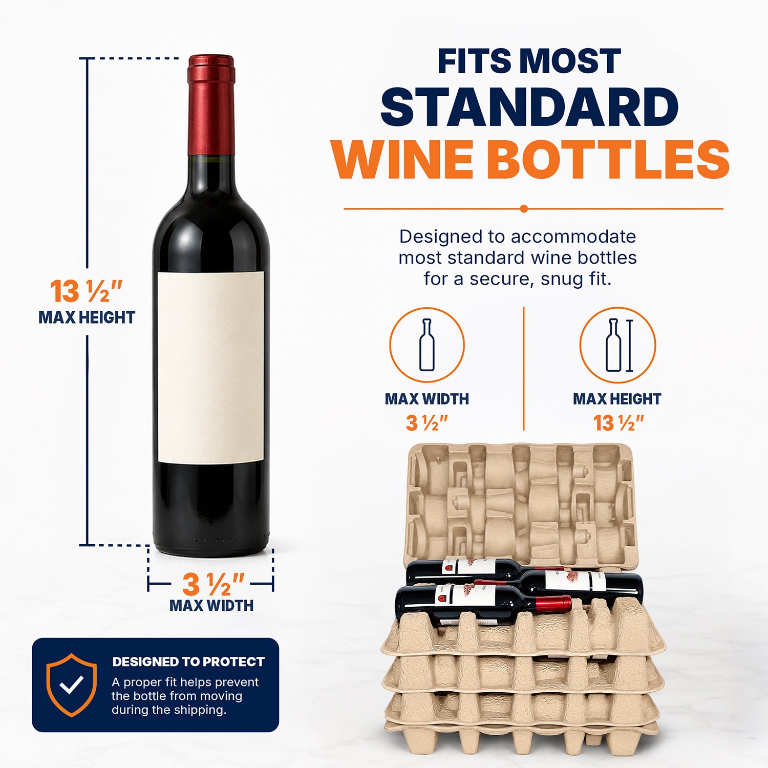 Twelve-bottle pulp wine shipper fits most standard wine bottles