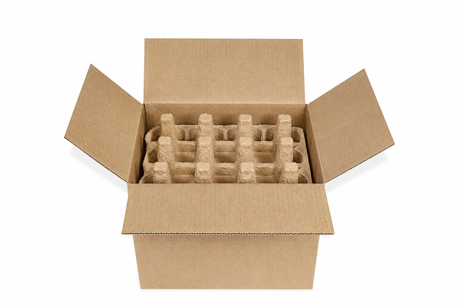 Twelve (12) Bottle Beer Shipper Kit - 2 pulp trays  & 1 outer shipping box