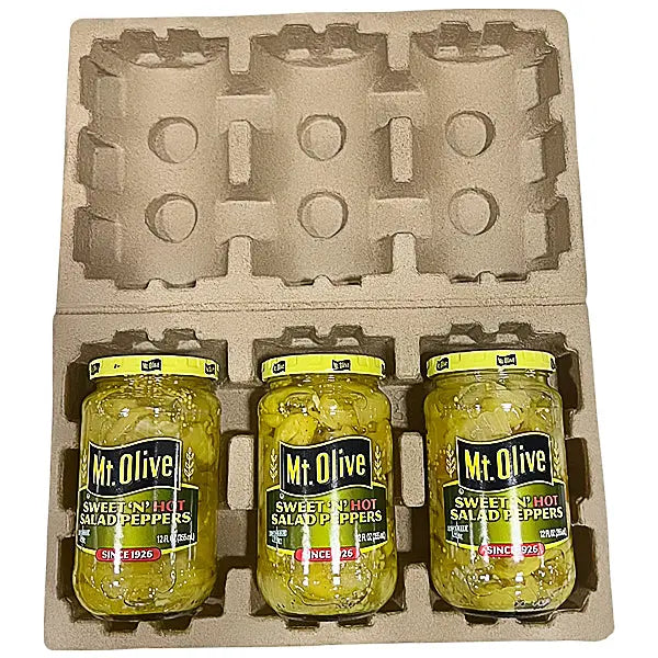 3 Jar Pulp Shipper - Clamshell Molded Pulp Packaging