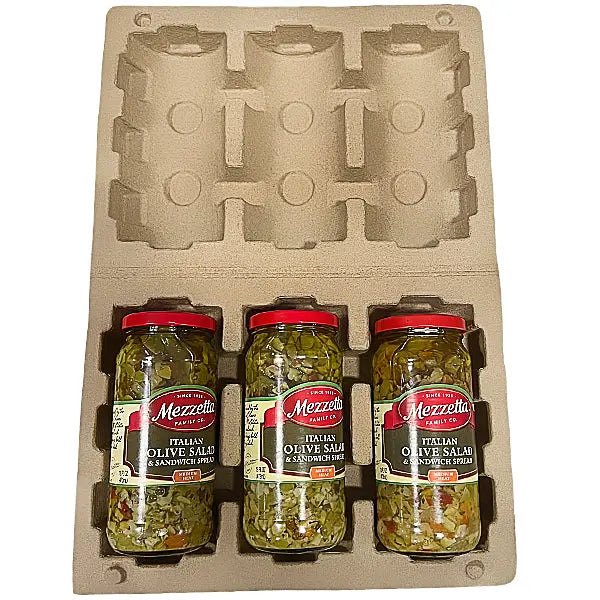 3 Jar Pulp Shipper (Large) - Clamshell Molded Pulp Packaging