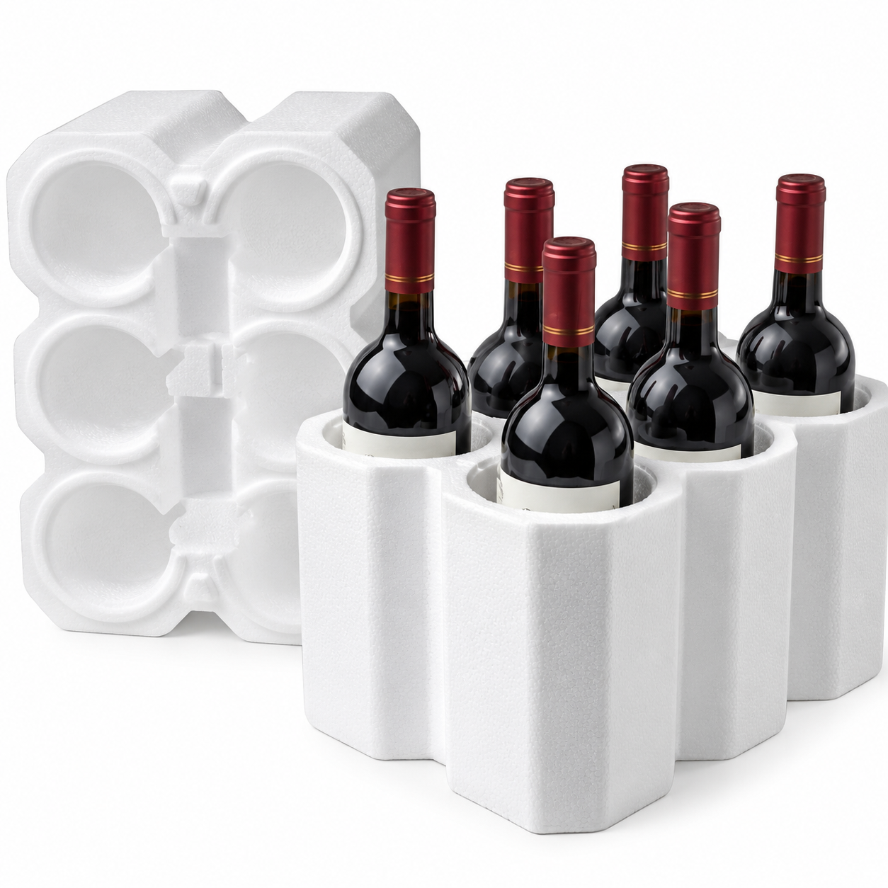 Six (6) Bottle Foam Shipper - 1 foam 6 bottle shipper (CLOSEOUT SALE)