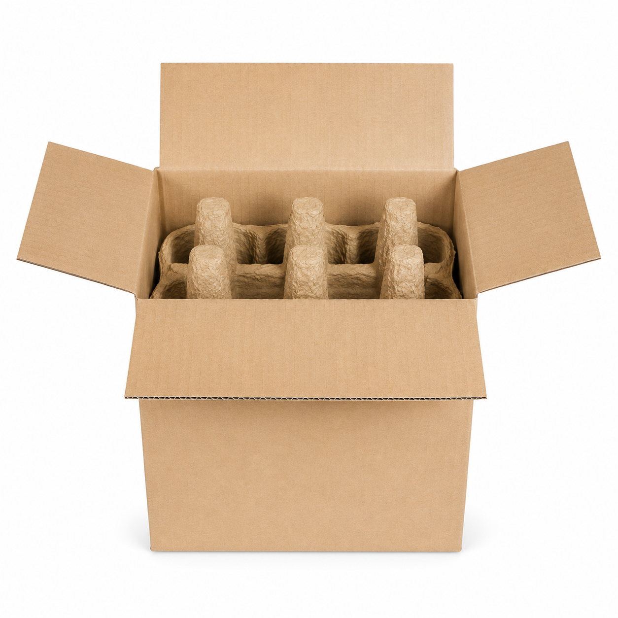 Six (6) Bottle Beer Shipper Kit – 2 Pulp Trays & 1 Outer Shipping Box
