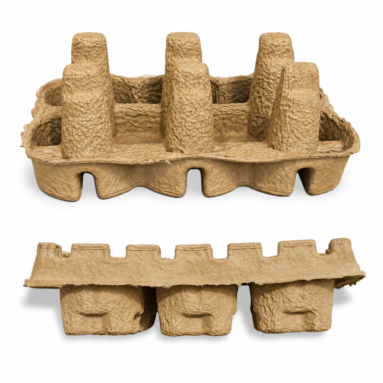 Six (6) Bottle Beer Shipper Trays - Top & Bottom Tray Set (Trays Only)