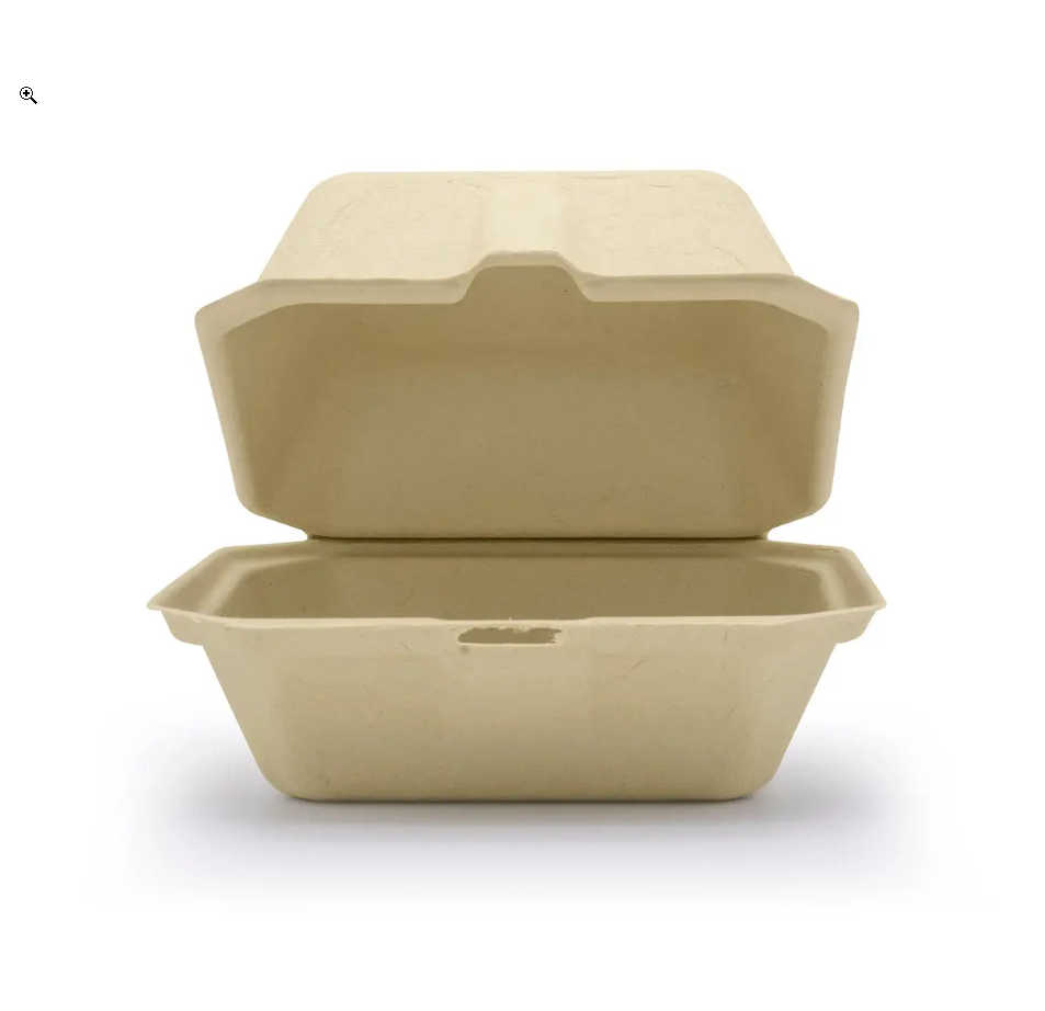6" x 6" Compostable Clamshell To Go Container - 400/case