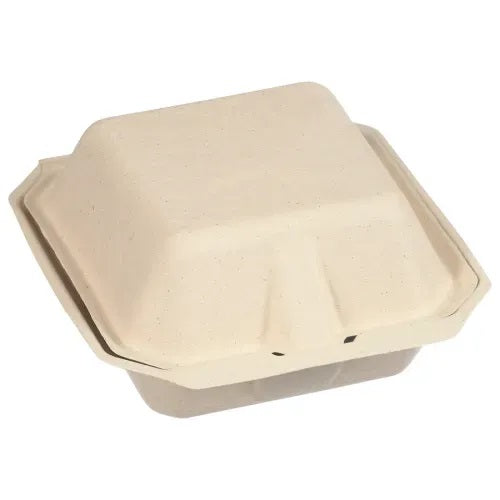 6" x 6" Compostable Clamshell To Go Container - 400/case