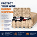 Molded pulp trays protecting nine wine bottles