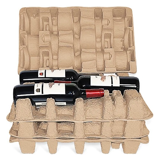 Nine (9) Bottle Wine Shippers - Kit - 4 pulp shipping trays & 1 outer shipping box