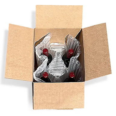 Four Bottle Air Cushion Shipper Kit - 1 inflatable shipper, 1 top pad & 1 outer shipper box Molded Pulp Packaging
