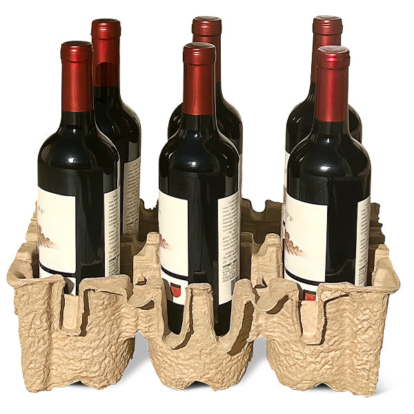 Six (6) Bottle Stand Up Pulp Wine Shipper Kit (Trays & Outer Shipping Box)