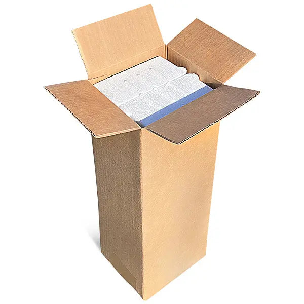 Single (1) Bottle Foam Shipper Kit - 1 foam shipper & 1 outer shipping box Molded Pulp Packaging