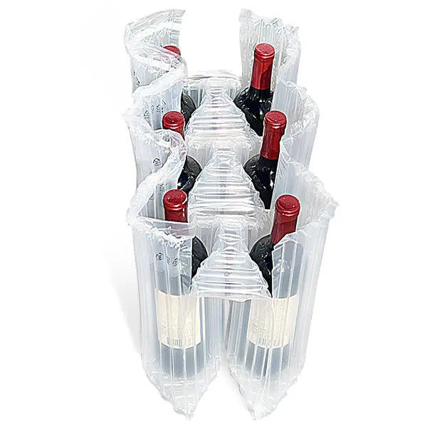 Six Bottle Air Cushion Shipper Kit - 1 inflatable shipper, 1 top pad & 1 outer shipper box Molded Pulp Packaging