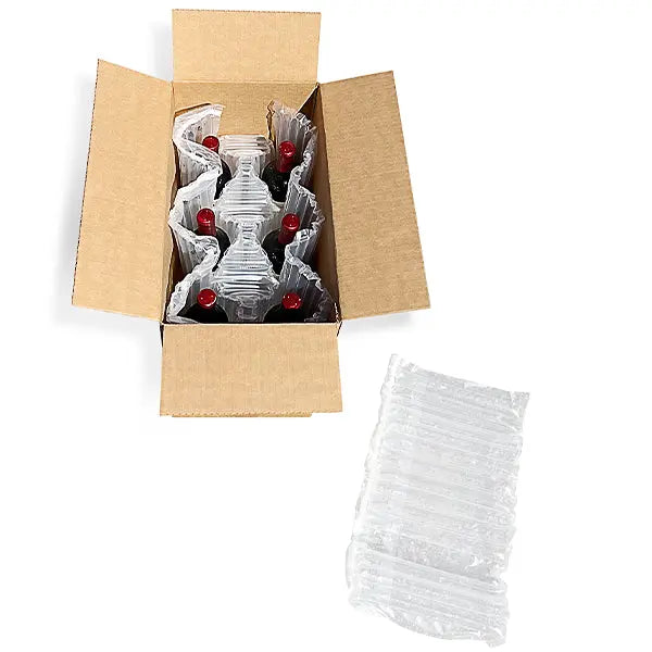 Six Bottle Air Cushion Shipper Kit - 1 inflatable shipper, 1 top pad & 1 outer shipper box Molded Pulp Packaging