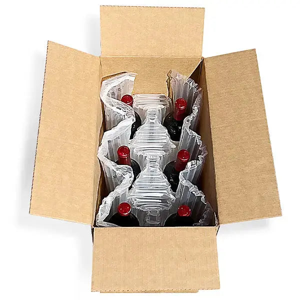 Six (6) Bottle Air Cushion Shipper Kit - 1 inflatable shipper, 1 top pad & 1 outer shipper box (Copy) Molded Pulp Packaging