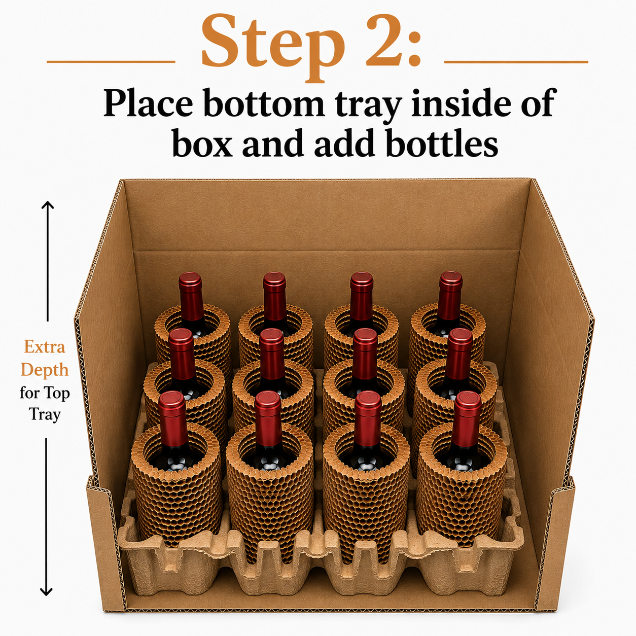 Twelve (12) Bottle Stand Up Wine Shipper Kit (with honeycomb bottle protection)