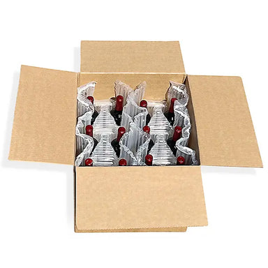 Twelve (12) Bottle Air Cushion Shipper Kit - 2 inflatable shippers, 1 top pad & 1 outer shipper box Molded Pulp Packaging