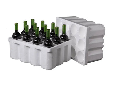 Twelve (12) Bottle Foam Shipper Kit - 1 foam shipper & 1 outer shipping box Molded Pulp Packaging