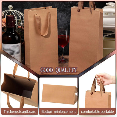 Two Bottle Wine Gift Bags/Carriers - 10 Pack Molded Pulp Packaging