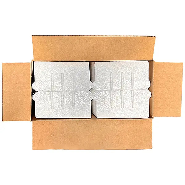 Two (2) Bottle Foam Shipper Kit - 2 foam shippers & 1 outer shipping box Molded Pulp Packaging