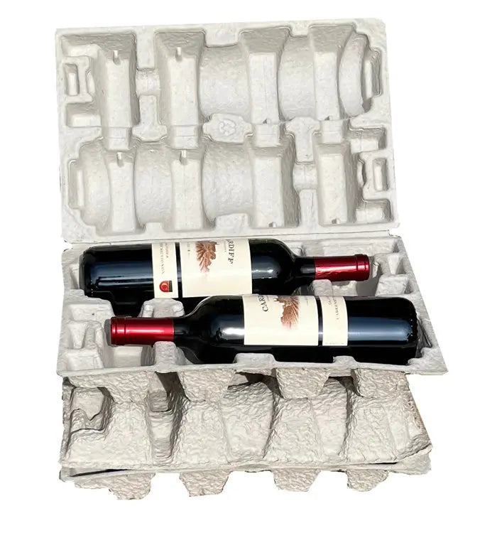 Clamshell Four (4) Bottle Molded Pulp Wine Shippers