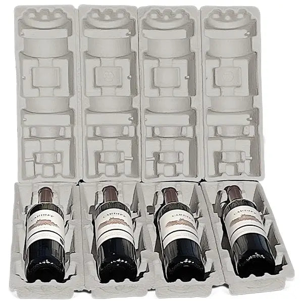 Four (4) Bottle Molded Pulp Wine Shippers (Flat)