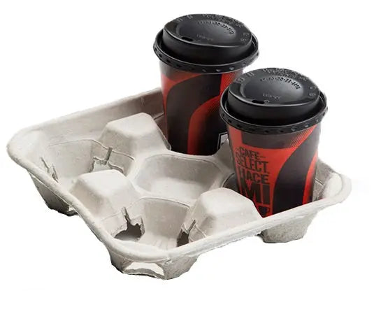 Four (4) Cup Drink Carrier Trays - 300 trays/case Molded Pulp Packaging