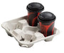 Four (4) Cup Drink Carrier Trays - 300 trays/case Molded Pulp Packaging