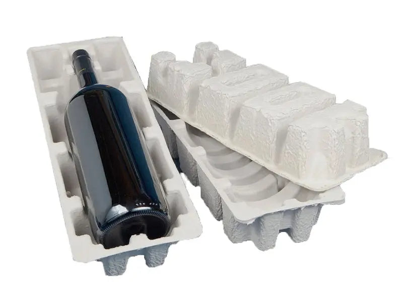 Magnum Wine Shipper Kit  - 2 pulp shipping trays & 1 outer shipping box Molded Pulp Packaging
