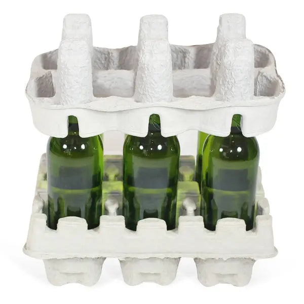 Six (6) Bottle Beer Shipper - Kit - 2 pulp shipping trays & 1 outer shipping box Molded Pulp Packaging