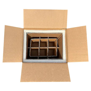 Six (6) Bottle Eco Friendly Foam Shipper Kit System Molded Pulp Packaging