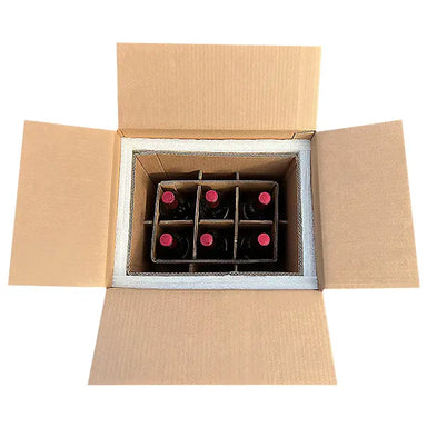 Six (6) Bottle Eco Friendly Foam Shipper Kit System Molded Pulp Packaging