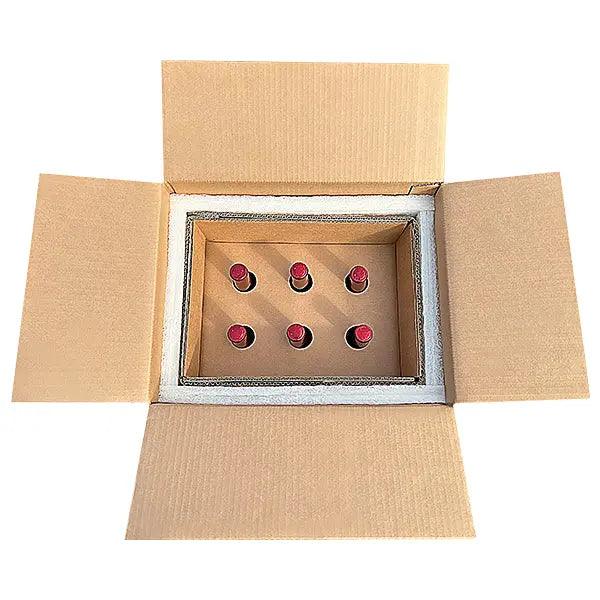 Six (6) Bottle Eco Friendly Foam Shipper Kit System Molded Pulp Packaging