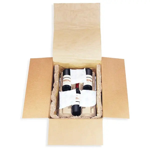 Six (6) Bottle Eco Insulated Wine Shipper Kit Molded Pulp Packaging
