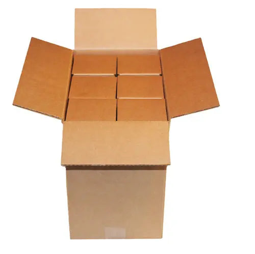 Six (6) Bottle Wine Shipping Boxes - Kit - 6 inner corrugated wraps & 1 outer shipping box Molded Pulp Packaging