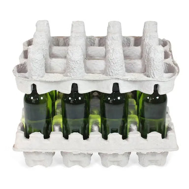 Twelve (12) Bottle Beer Shipper Kit - 2 pulp trays  & 1 outer shipping box Molded Pulp Packaging
