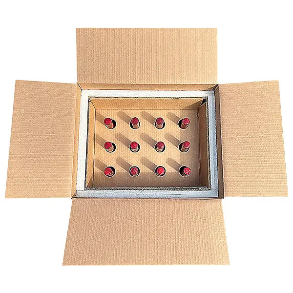 Twelve (12) Bottle Eco Friendly Foam Shipper Kit System Molded Pulp Packaging
